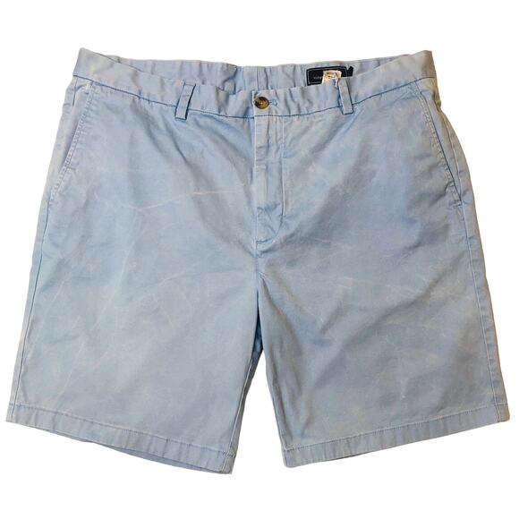 Vineyard Vines Light Blue White Marbling Flat Front Cotton Shorts Mens 40 - Picture 1 of 7